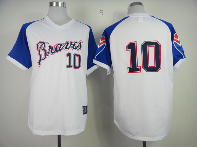 Men Atlanta Braves 10 Jones White Throwback 1974 MLB Jerseys